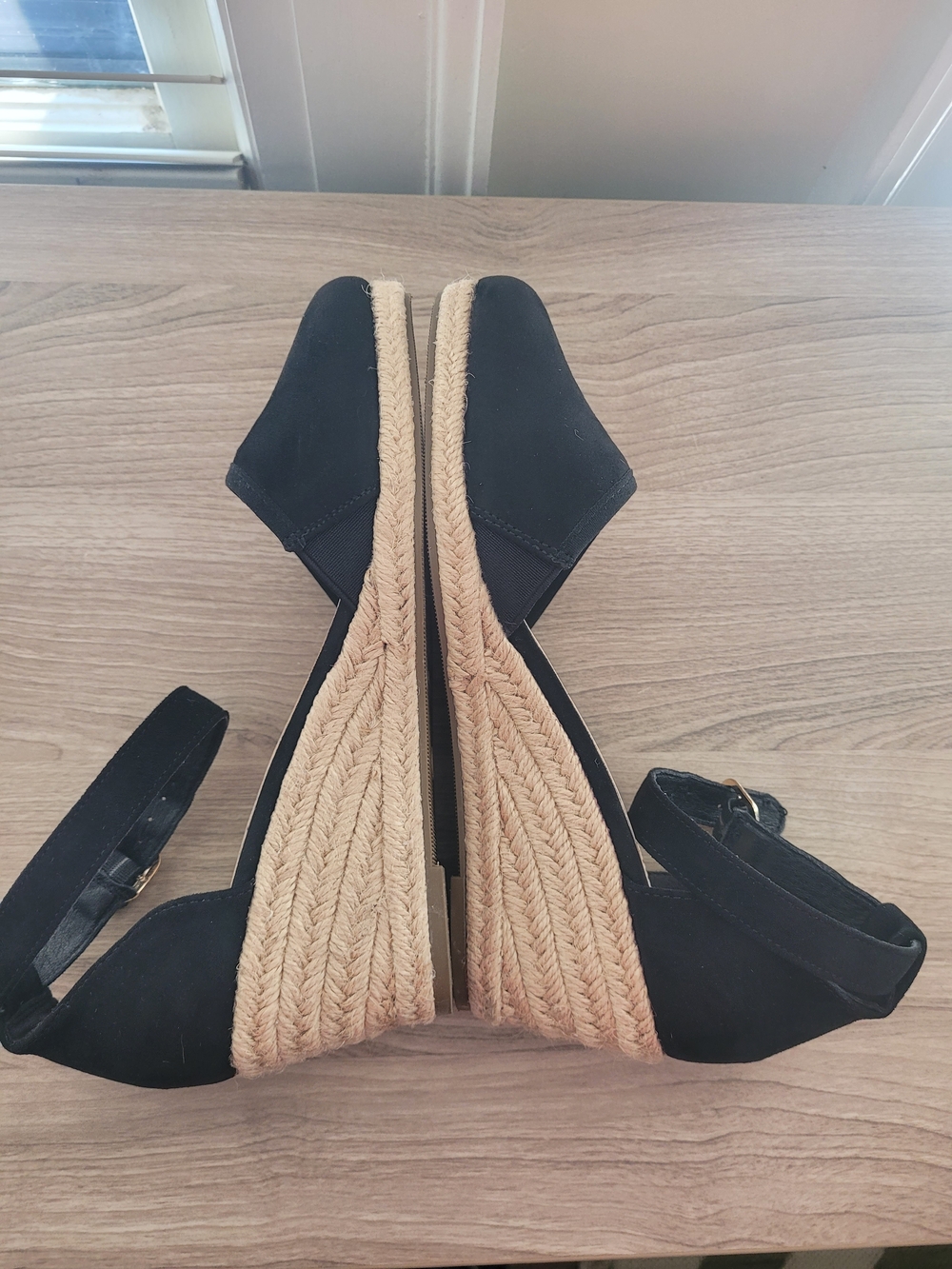 Dream Pairs Black Espadrille Wedge Sandals with Ankle Strap